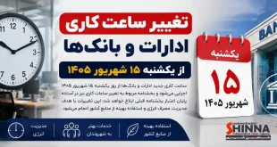 تغییر ساعات کار ادارات و بانک ها از ۱۵ شهریور